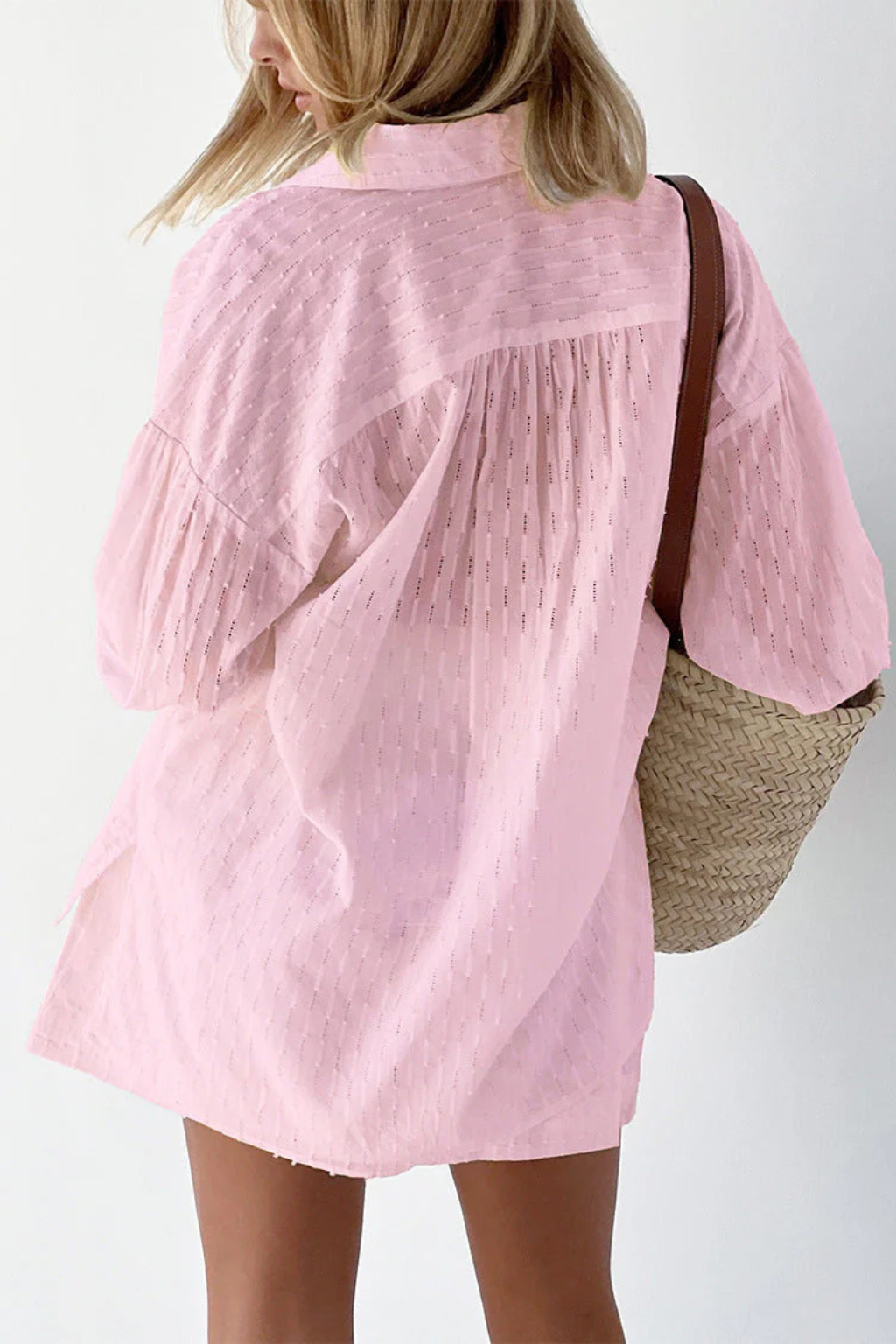 Darla | Women Oversized Long Sleeve Broderie Shirt and Matching Shorts Summer Set