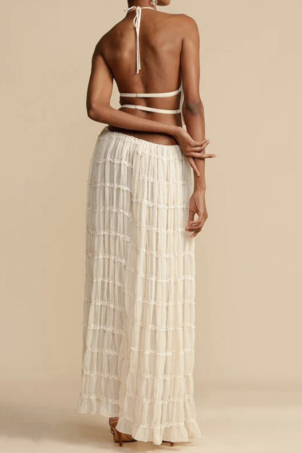 Cora | Women Ruched Halter Top and Maxi Skirt 2 Piece Set