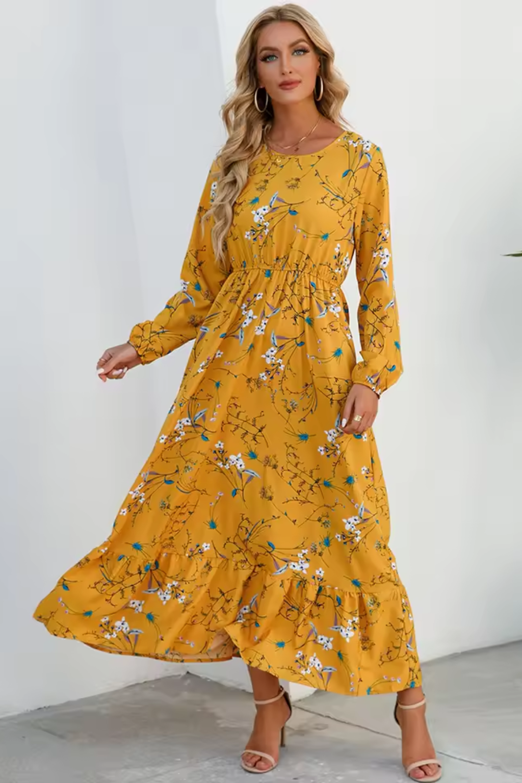 Samira | Women Floral Long Sleeve Maxi Summer Boho Midi Dress