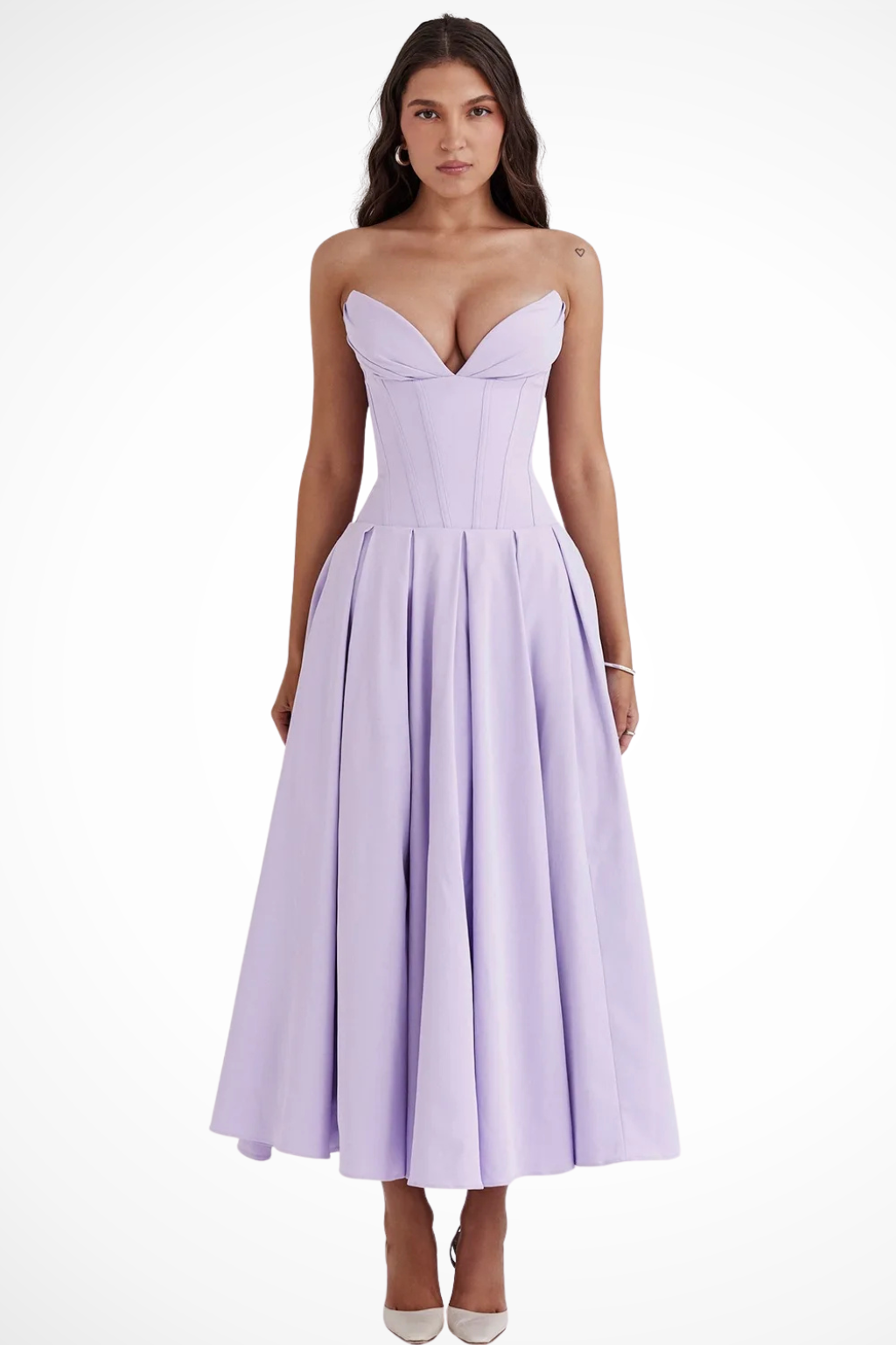 Avelisse | Women Strapless Structured Midi Wedding Guest Dress