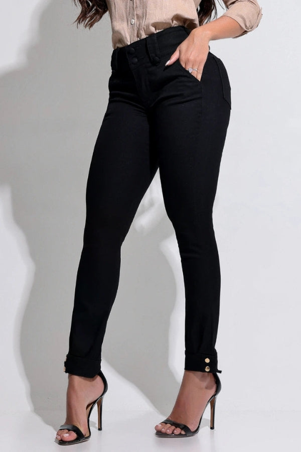 Ruby™ Black Sculpting Jeans with Hem Detail