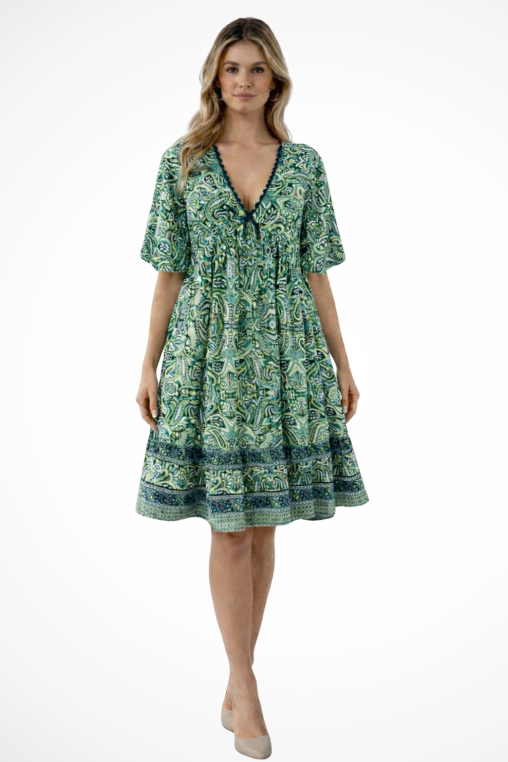 Rosalina | Women Boho V Neck Summer Beach Midi Dress