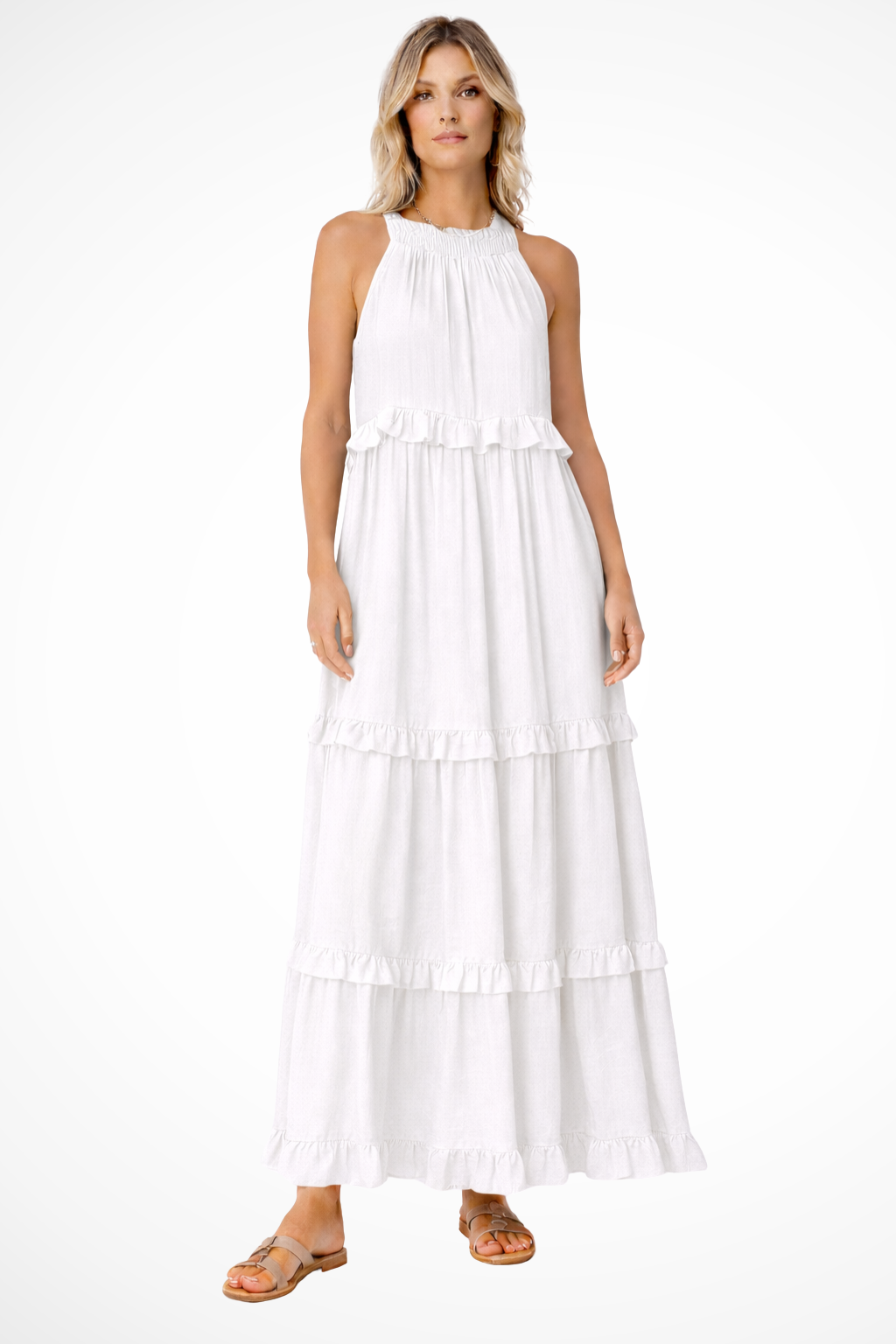 Lunara | Women Ruffled Sleeveless Maxi Summer Wedding Guest Dress