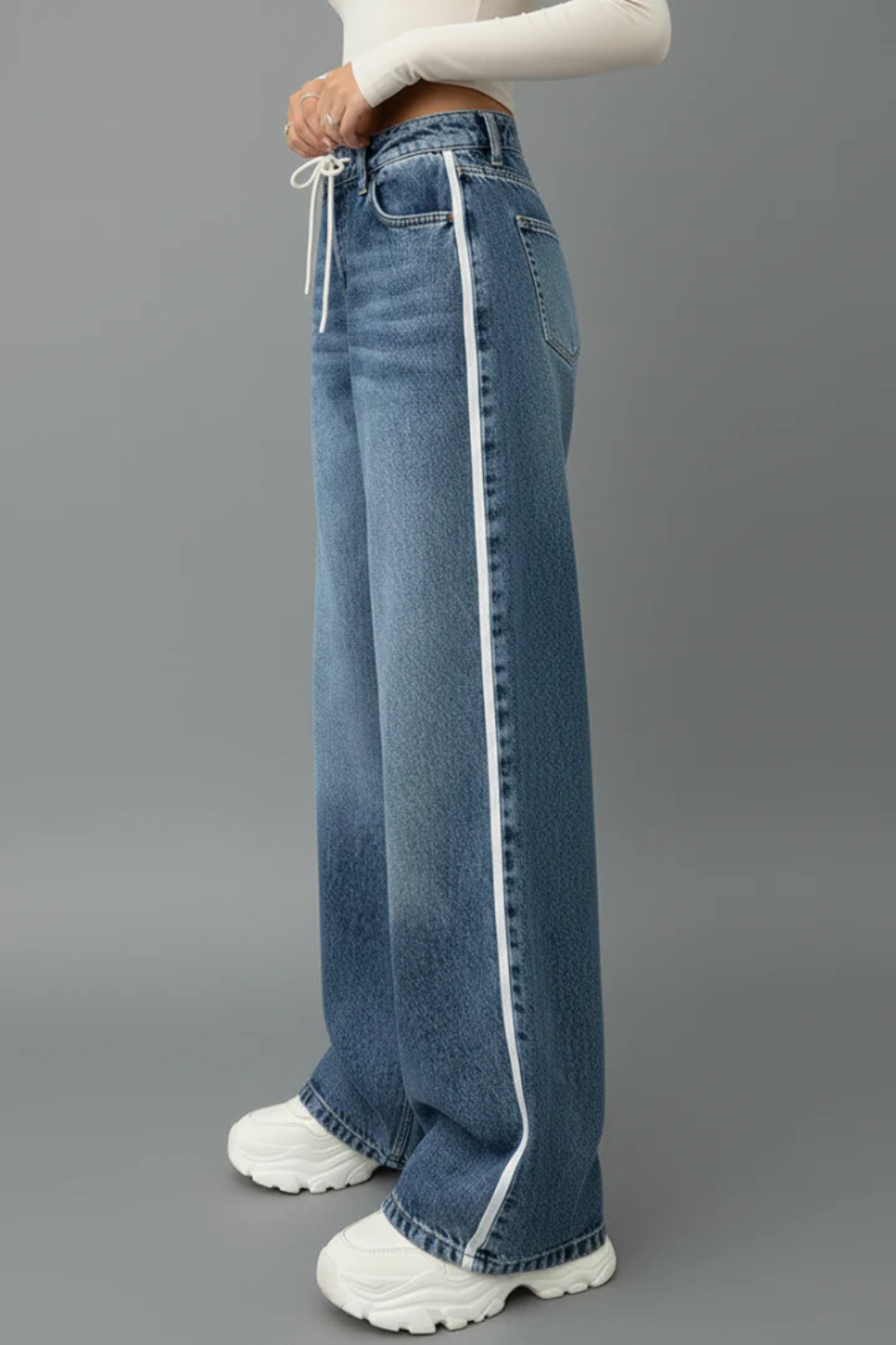 Joni | Women Relaxed Wide Leg Denim Jeans with Drawstring Waist