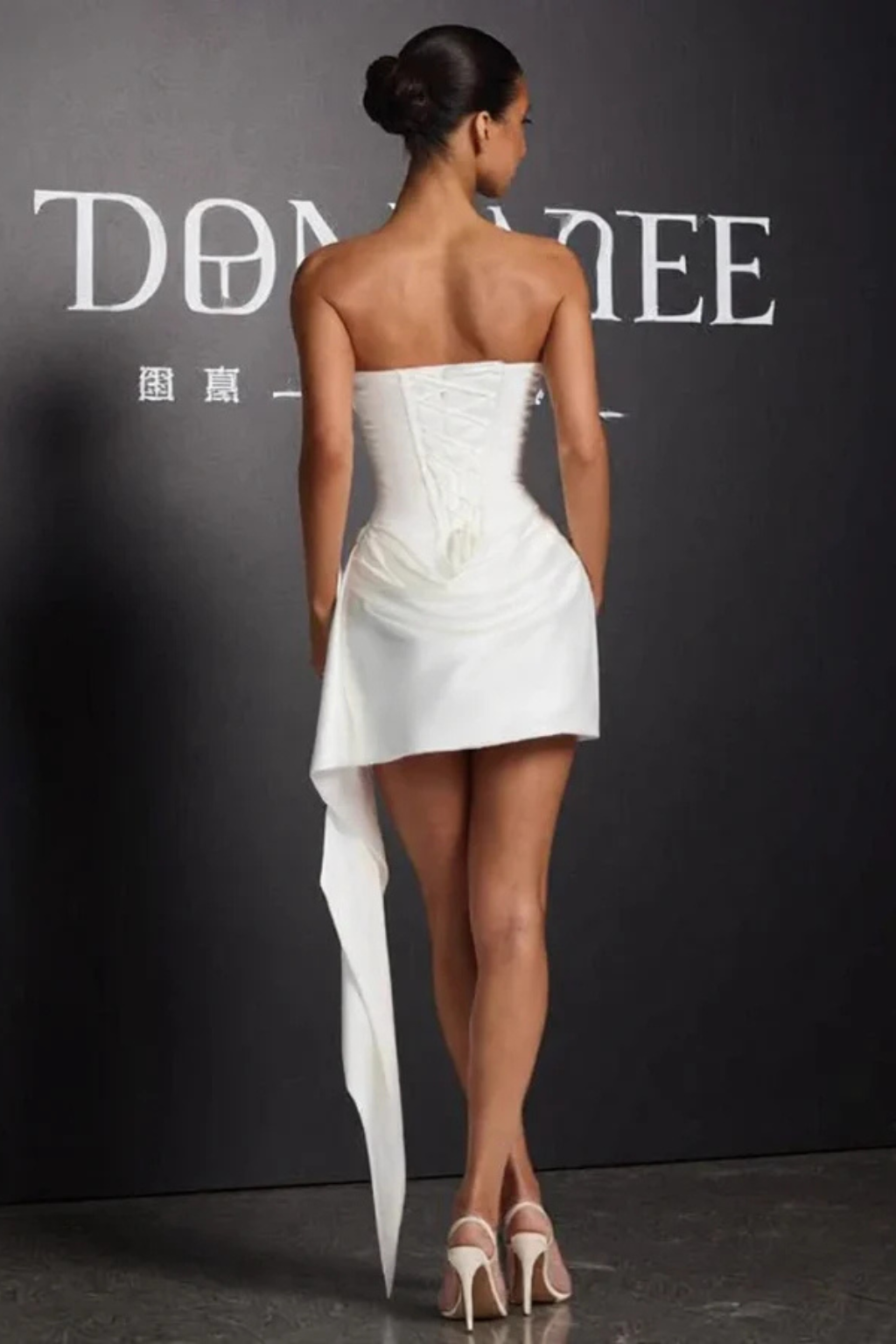 Zafrina | Women Strapless Corset Mini Satin Wedding Guest Dress