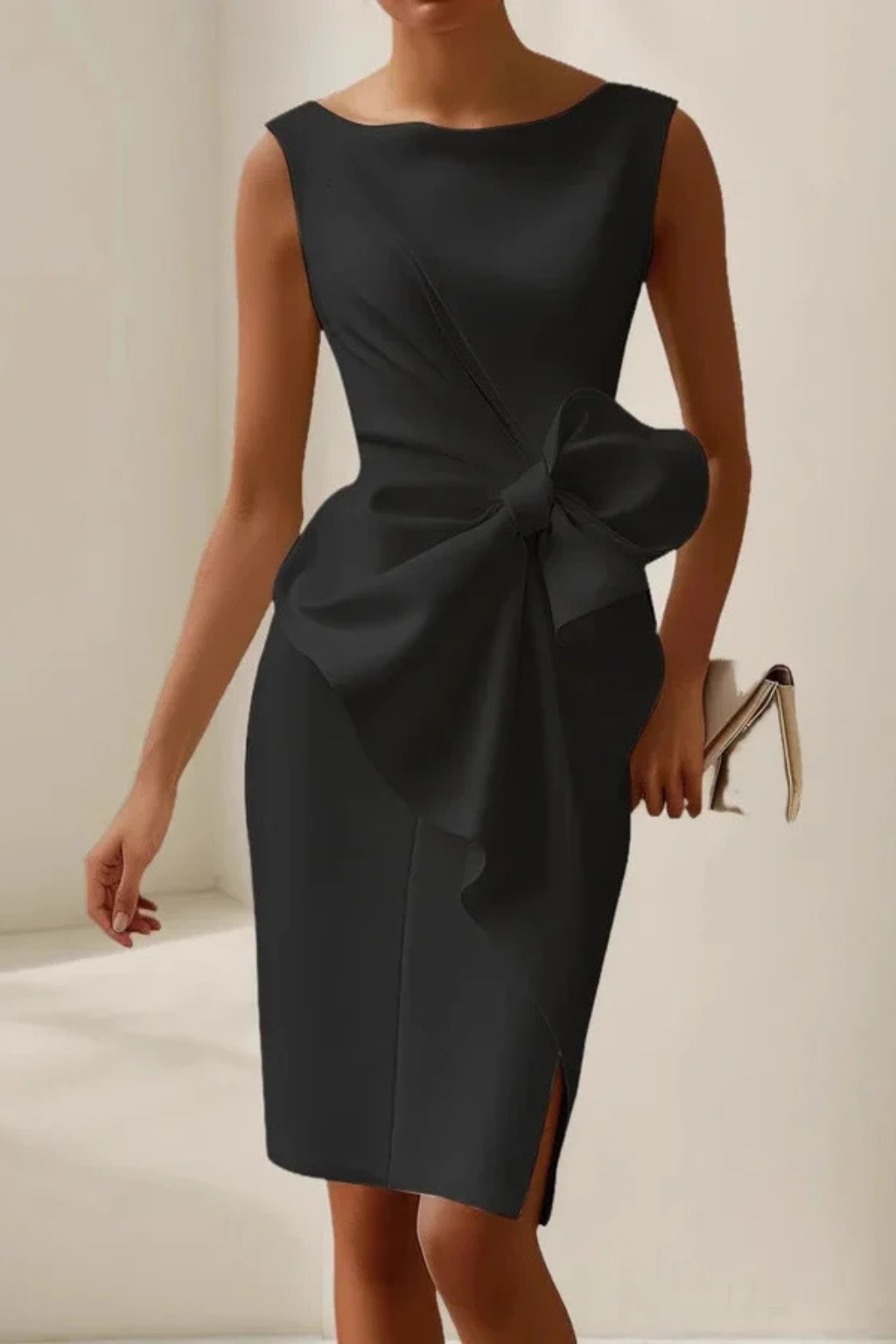 Ottilie | Women Sleeveless Bow Detail Wedding Guest Midi Dress