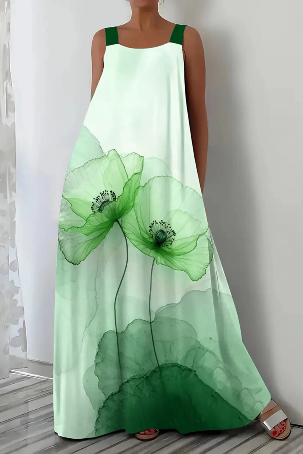 Mabel | Women Floral Print Sleeveless Summer Maxi Dress