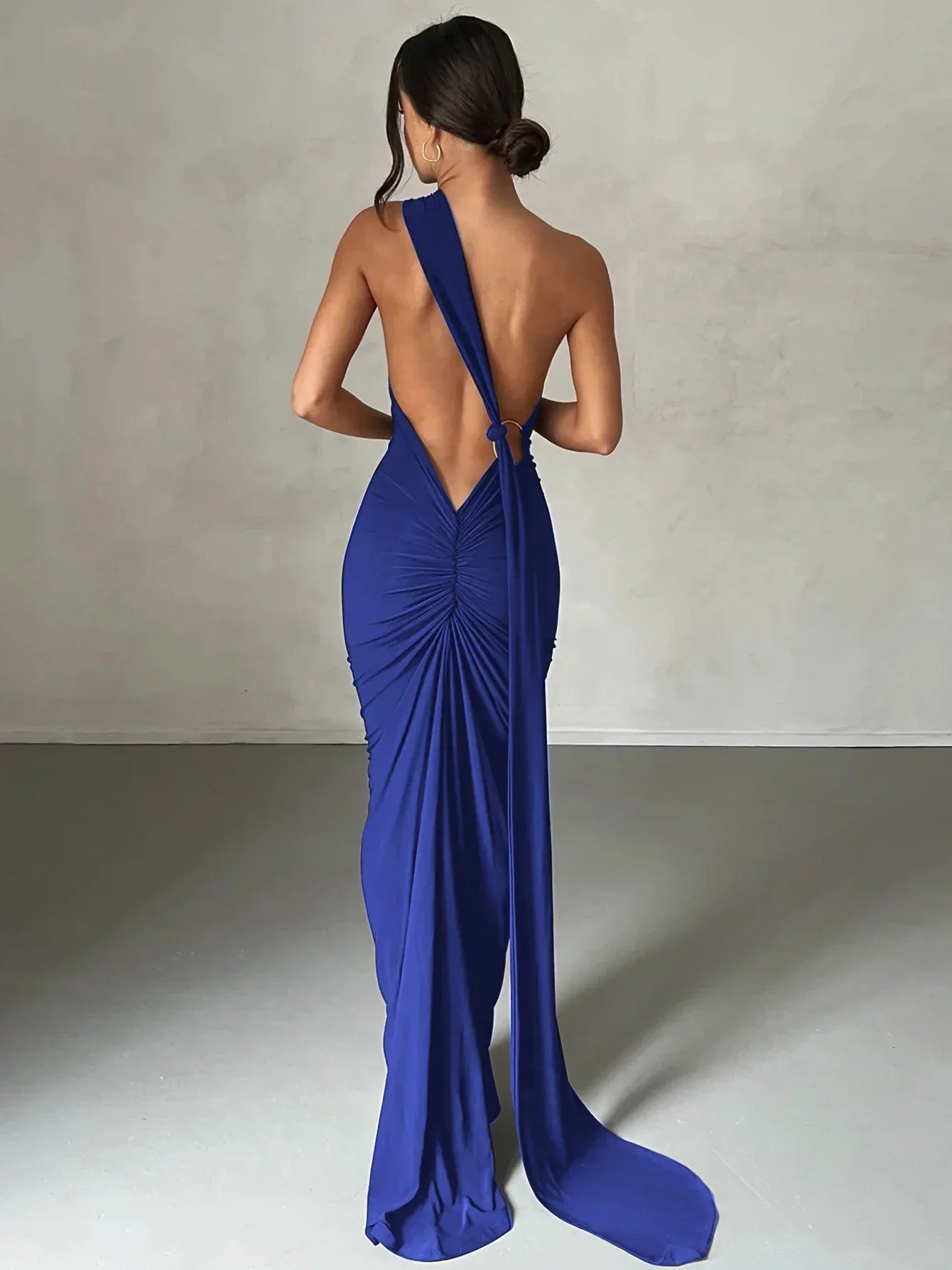 Eleanor | Women’s One Shoulder Ruched Maxi Summer Wedding Dress