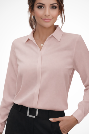Luna | Women’s Tailored Long Sleeve Collared Blouse