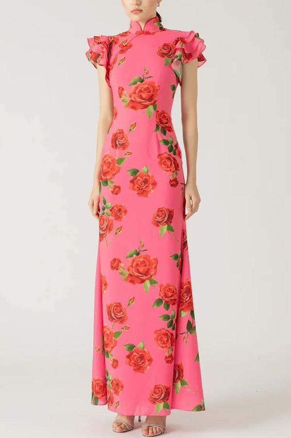 Meilin Rose Cheongsam Maxi Dress