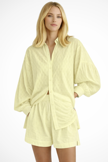 Darla | Women Oversized Long Sleeve Broderie Shirt and Matching Shorts Summer Set