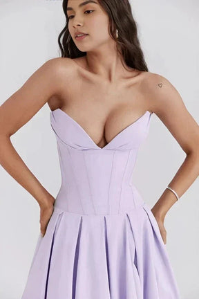 Avelisse | Women Strapless Structured Midi Wedding Guest Dress