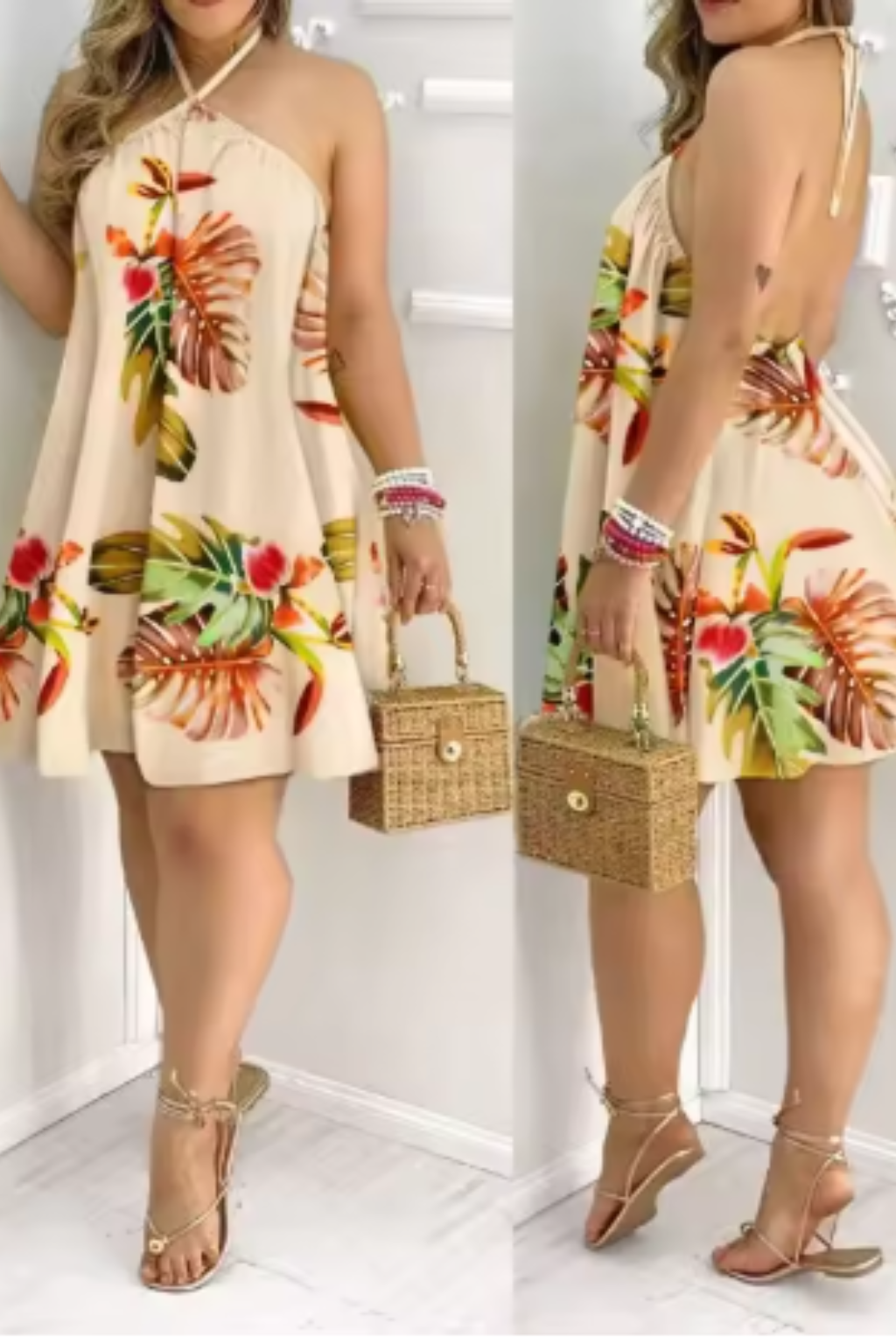 Elara | Women Halter Neck Backless Mini Dress