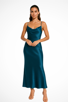 Olivia | Women Draped Cowl Neck Formal Maxi Dress for Elegant Occasions
