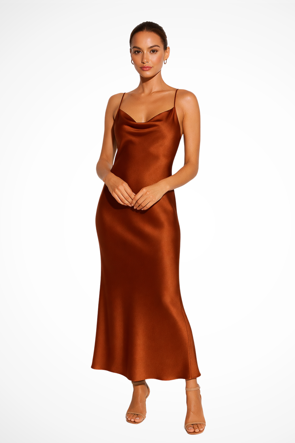 Olivia | Women Draped Cowl Neck Formal Maxi Dress for Elegant Occasions