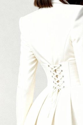 Clover | Women V Neck Long Sleeve Lace Corset Waist Blazer Mini Dress