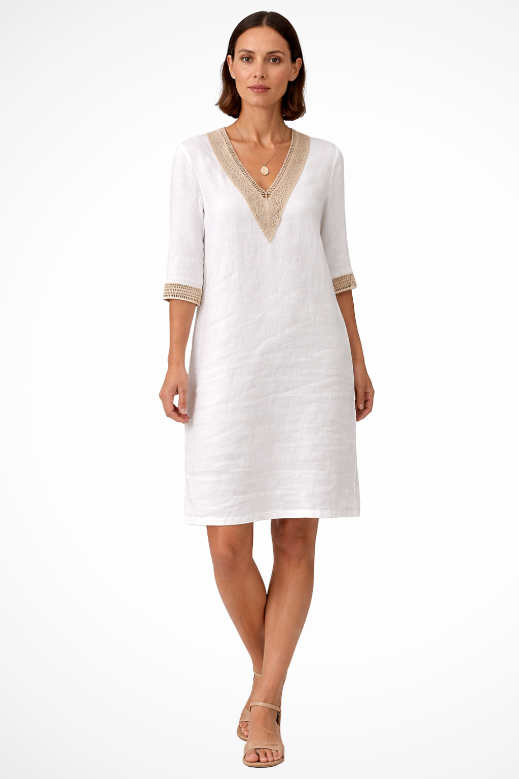 Nerisse | Women’s V Neck Spring Midi Dress with Relaxed Fit