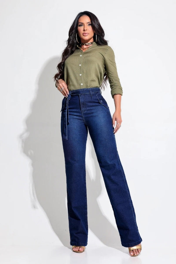 Harper™ High-Waisted Sculpting Wide-Leg Jeans with Belt