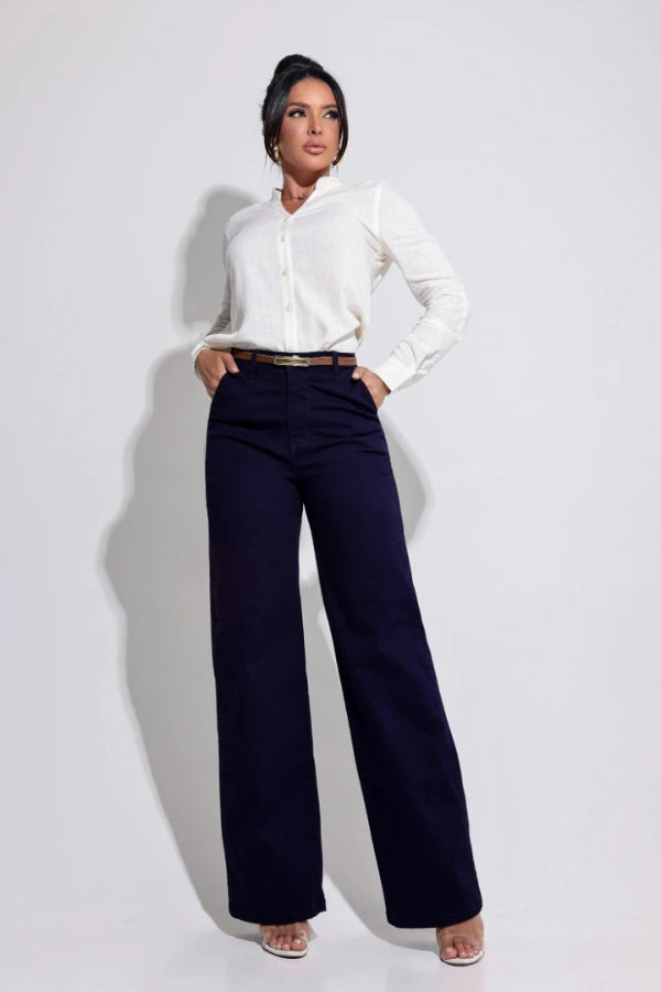 Victoria™ Blue Wide-Leg Jeans with Belt