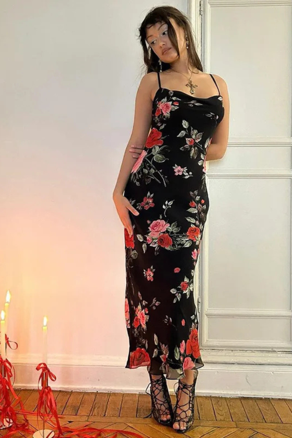 Elara | Women Floral Spaghetti Strap Maxi Summer Wedding Dress