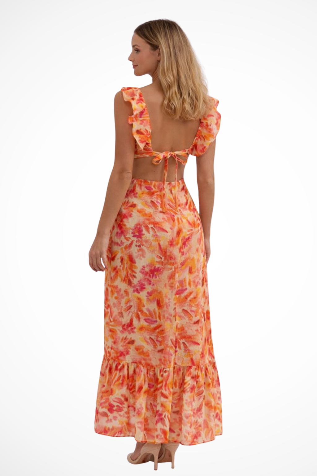 Calista | Women’s Floral Ruffle Maxi Dress with V Neck
