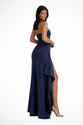 Zafira | Women’s Wedding Guest Strapless Maxi Dress with Side Slit