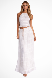 Cora | Women Ruched Halter Top and Maxi Skirt 2 Piece Set