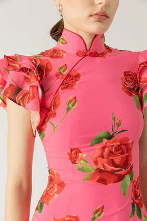 Meilin Rose Cheongsam Maxi Dress