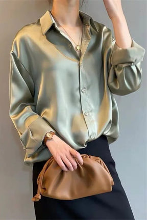 Lorina | Women Relaxed Fit Button Down Long Sleeve Blouse