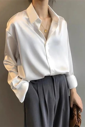Lorina | Women Relaxed Fit Button Down Long Sleeve Blouse