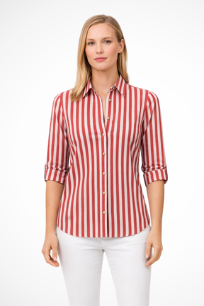 Chloe | Women Slim Fit Striped Shirt Long Sleeve Blouse