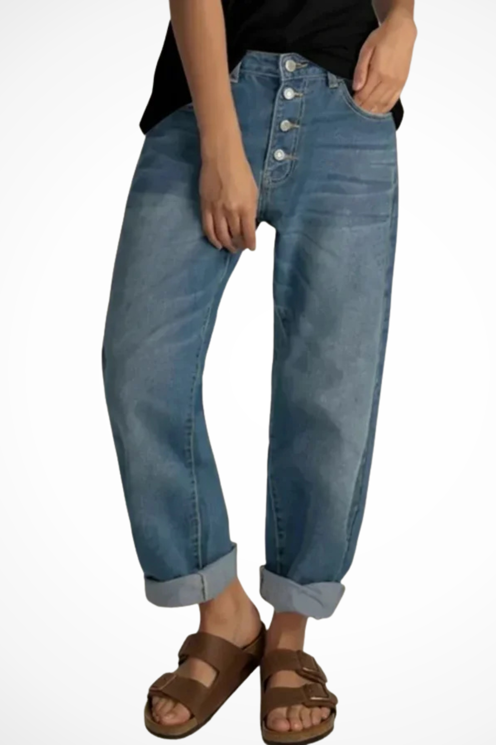 Lottie | Women High Waist Button Fly Relaxed Fit Jeans