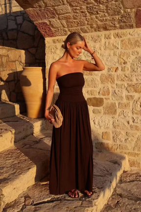Isabella | Women’s Strapless Pleated Maxi Summer Dress