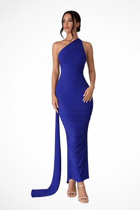 Eleanor | Women’s One Shoulder Ruched Maxi Summer Wedding Dress