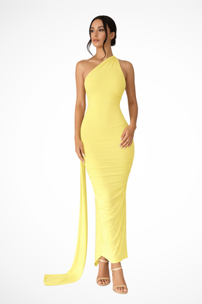 Eleanor | Women’s One Shoulder Ruched Maxi Summer Wedding Dress