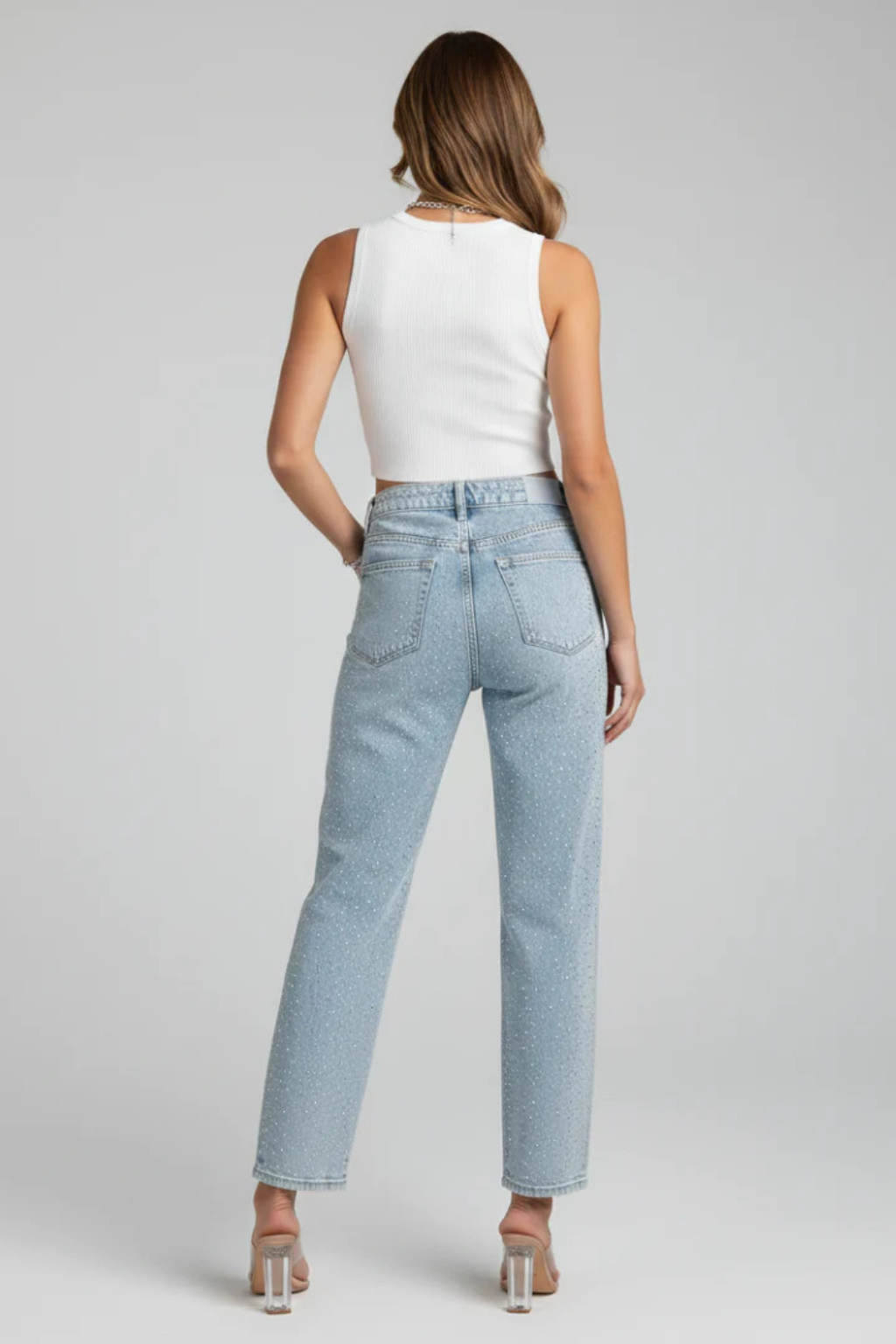 Nyla | Women Rhinestone Embellished Straight Leg Jeans