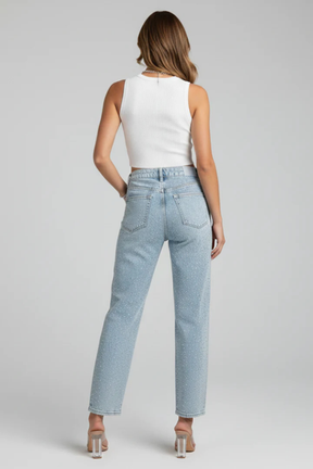 Nyla | Women Rhinestone Embellished Straight Leg Jeans