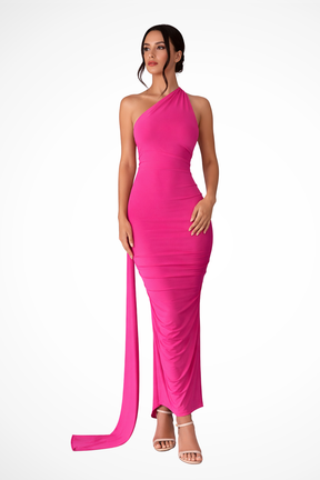 Eleanor | Women’s One Shoulder Ruched Maxi Summer Wedding Dress
