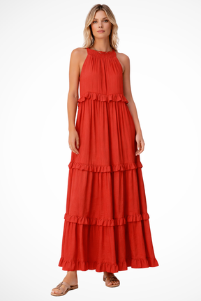 Lunara | Women Ruffled Sleeveless Maxi Summer Wedding Guest Dress