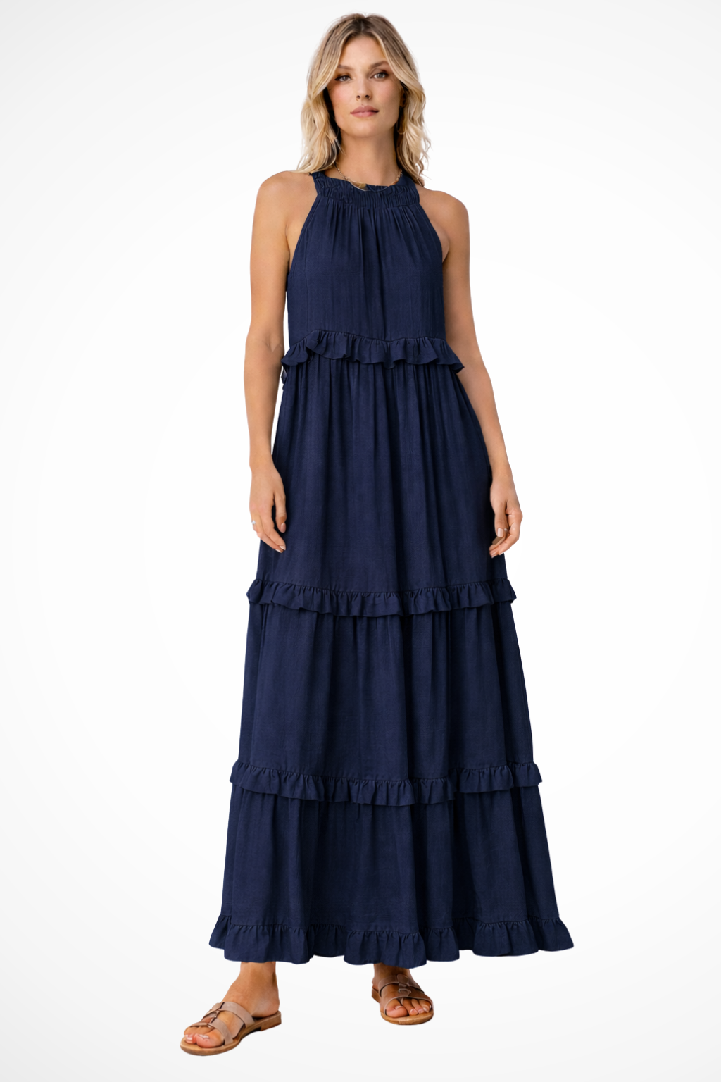 Lunara | Women Ruffled Sleeveless Maxi Summer Wedding Guest Dress