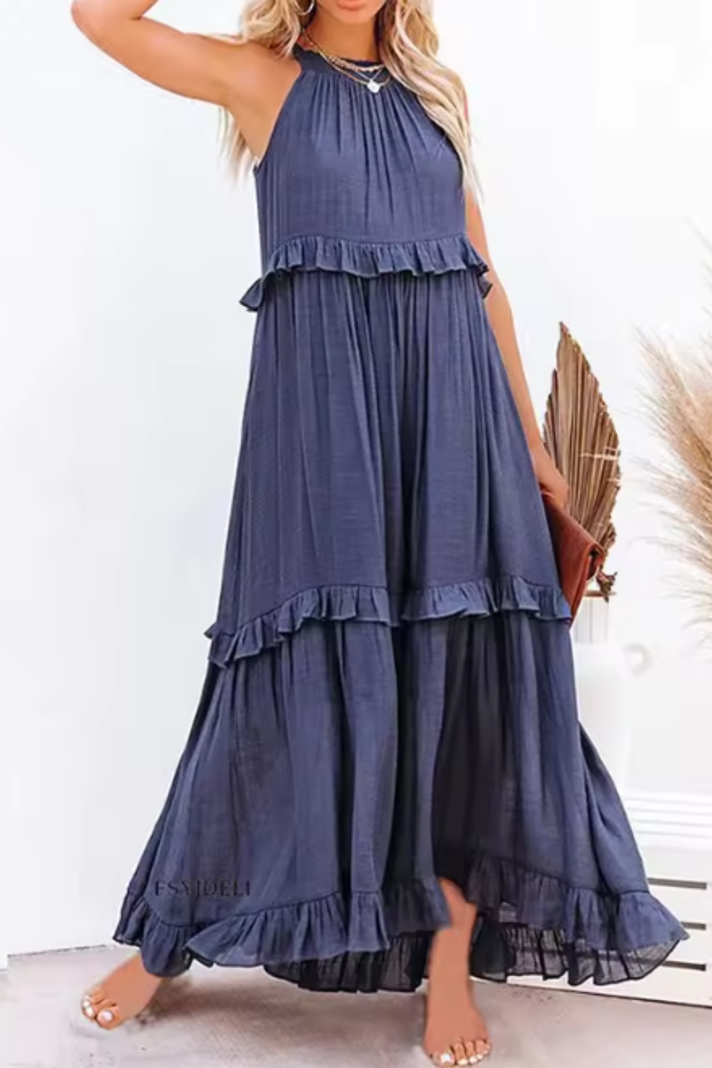 Lunara | Women Ruffled Sleeveless Maxi Summer Wedding Guest Dress