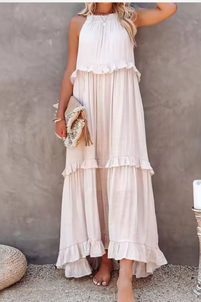 Lunara | Women Ruffled Sleeveless Maxi Summer Wedding Guest Dress