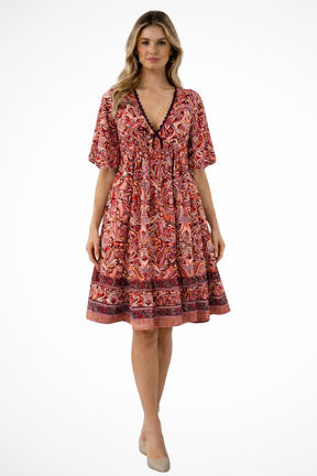 Rosalina | Women Boho V Neck Summer Beach Midi Dress