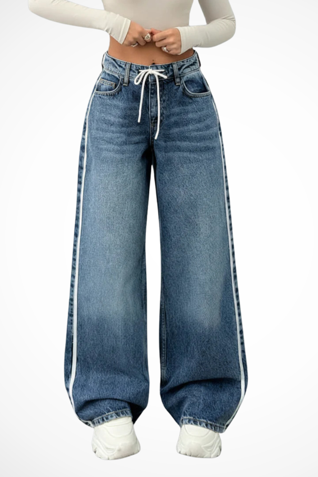 Joni | Women Relaxed Wide Leg Denim Jeans with Drawstring Waist