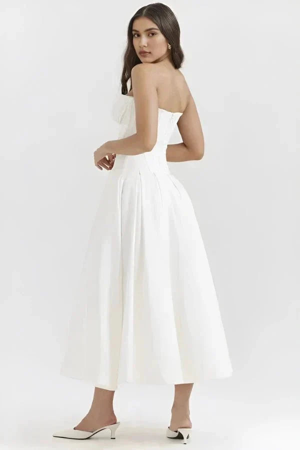 Avelisse | Women Strapless Structured Midi Wedding Guest Dress
