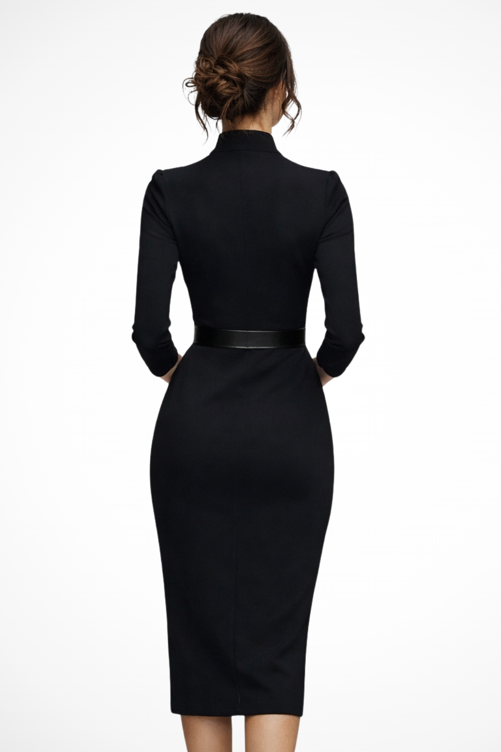 Selene | Women’s Tailored Belted Long Sleeve Midi Dress