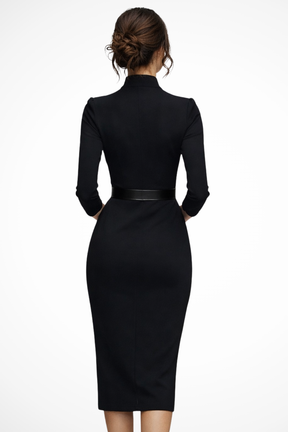 Selene | Women’s Tailored Belted Long Sleeve Midi Dress