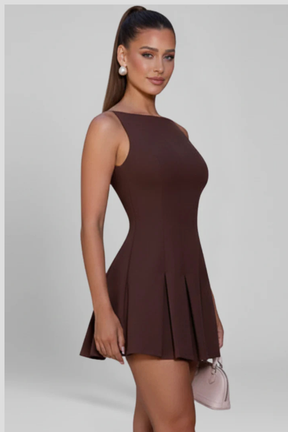 Tabitha | Women Sleeveless Pleated Skirt Mini Wedding Guest Dress
