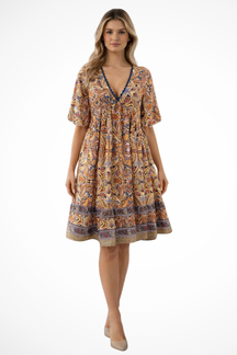 Rosalina | Women Boho V Neck Summer Beach Midi Dress