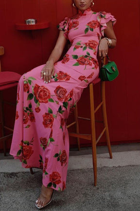 Meilin Rose Cheongsam Maxi Dress